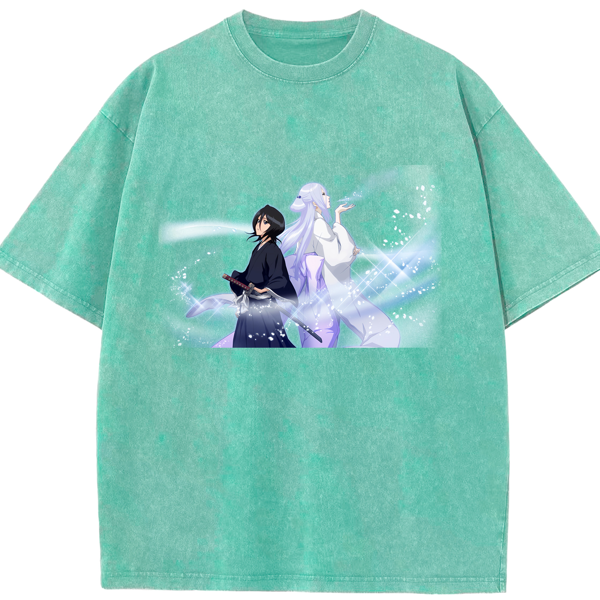 （画像用） ブリーチ 朽木ルキア BLEACH Kuchiki Rukia 綿100% ヴィンテージ風 半袖Tシャツ（フロントプリント）